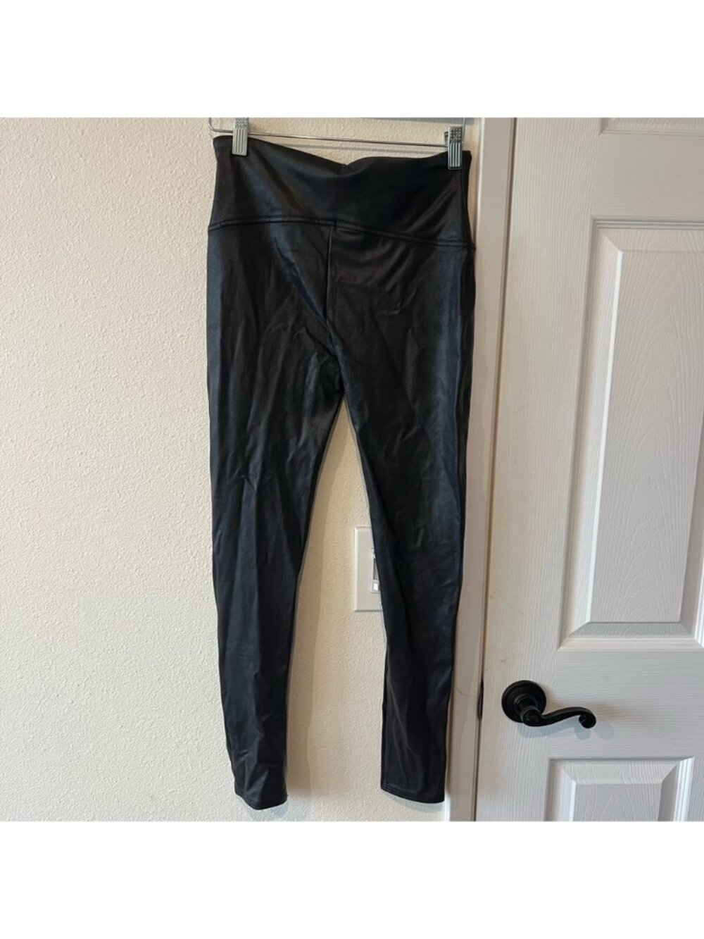 SPANX Black Faux Leather Leggings Size Large NWOT